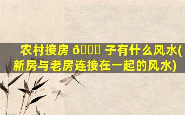 农村接房 🐟 子有什么风水(新房与老房连接在一起的风水)